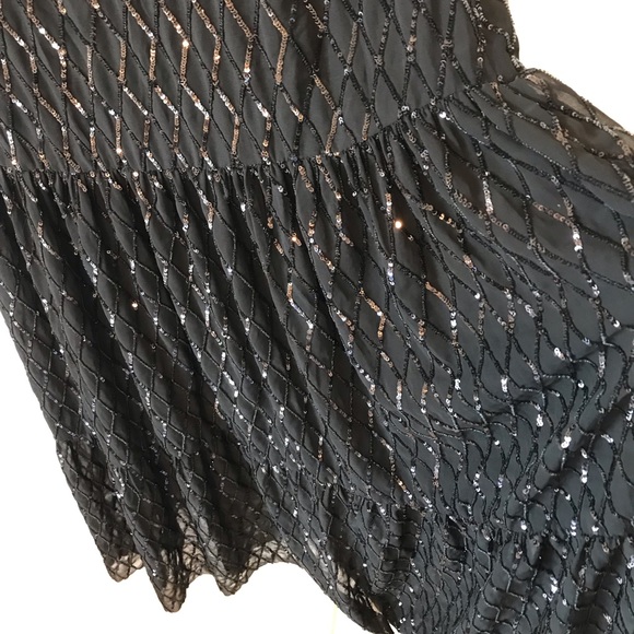 Zara black sequin asymmetrical maxi formal evening dress size XL - Picture 7 of 8